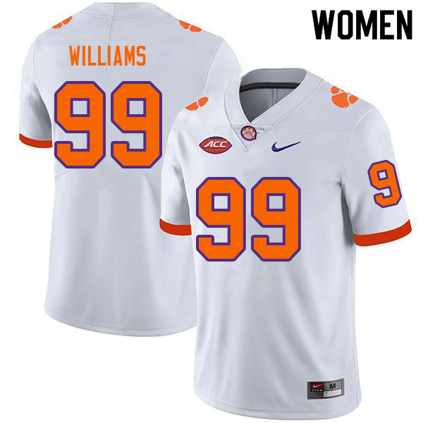 Women #99 Greg Williams Clemson Tigers College Football Jerseys Sale-White - Click Image to Close
